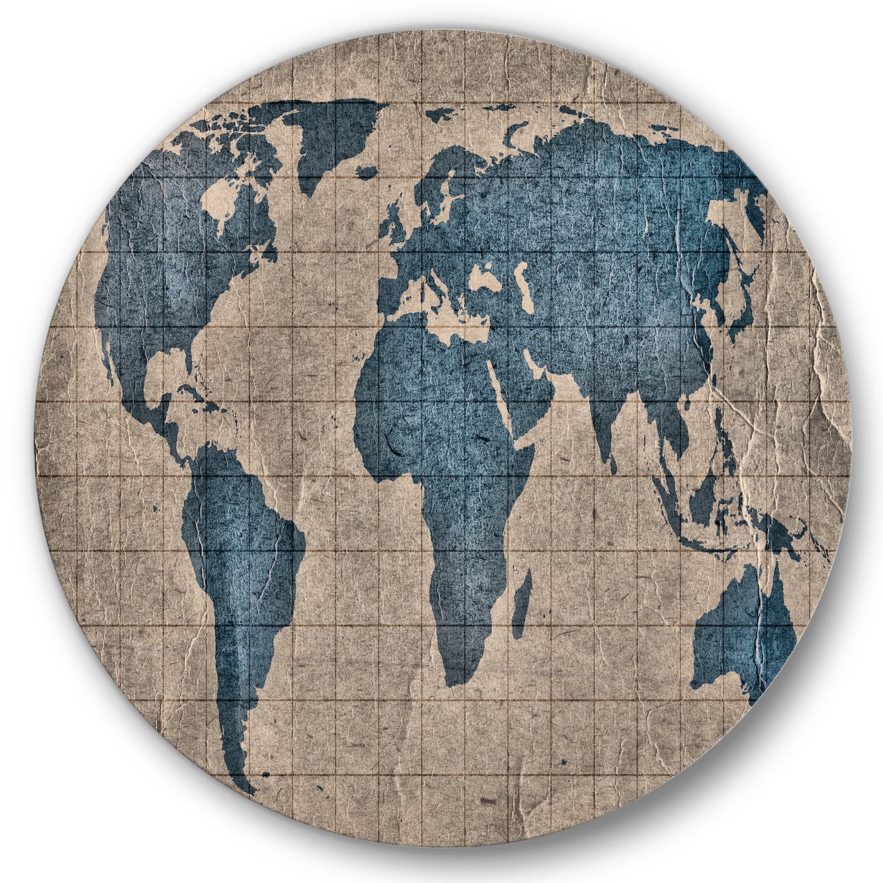 Designart - Ancient Map of The World I - Rustic Metal Circle Wall Art